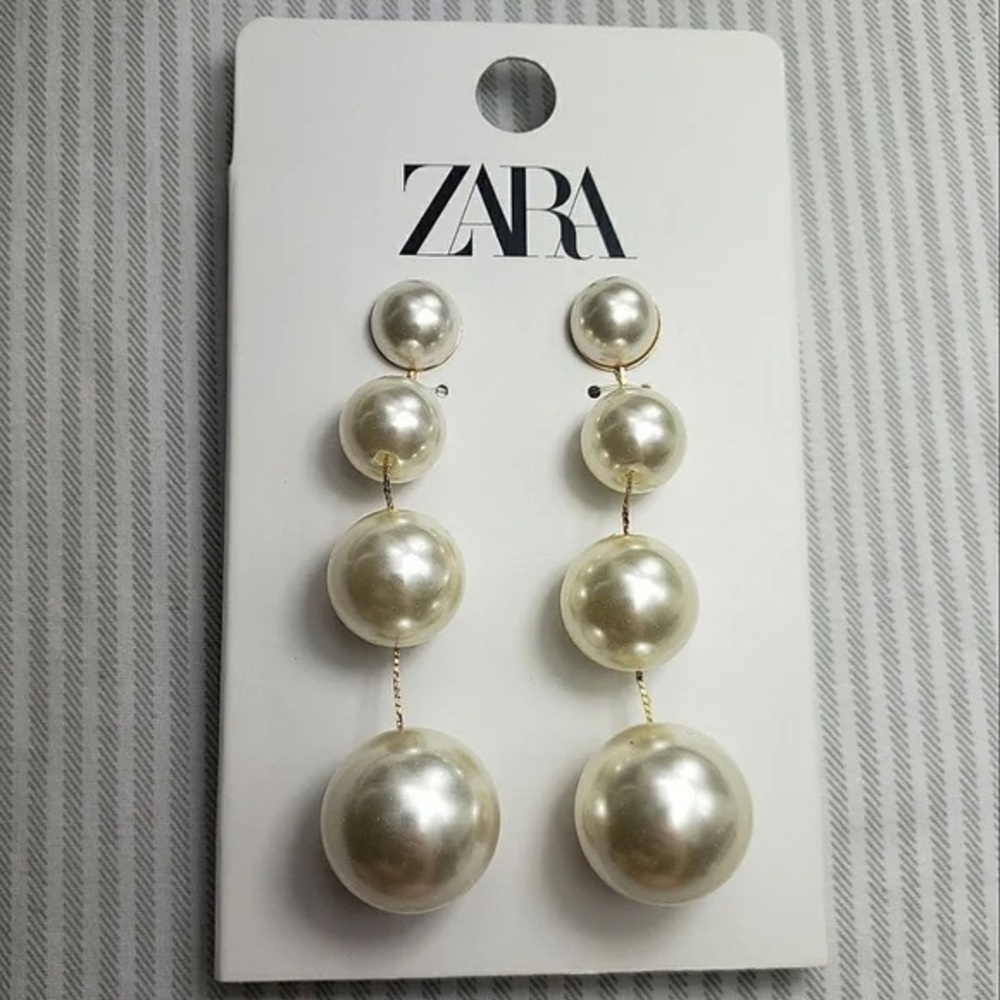 Zara long Pearl Drop Earrings